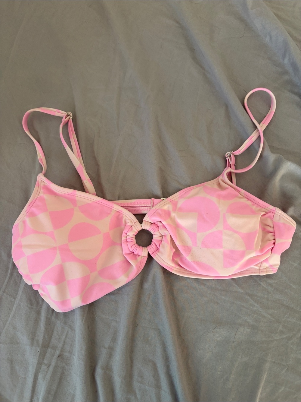 Xhilaration Pink Geometric Ring-Front Bikini Top